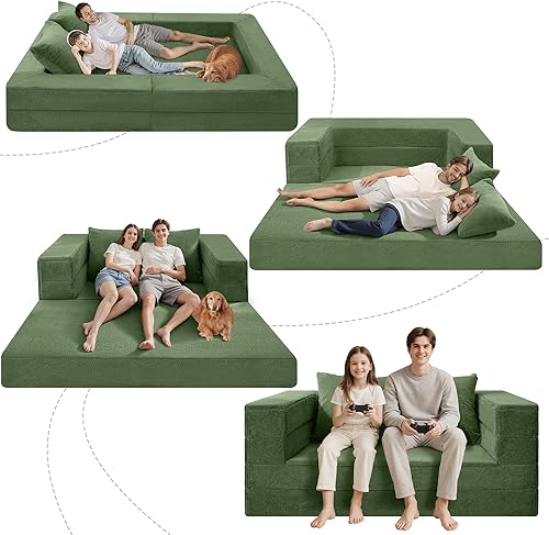 Miniatura 97 de Cama humana gigante para perro, cama 3 en 1 para perro de tamaño humano con funda de piel sintética lavable, cama grande plegable para mascotas con