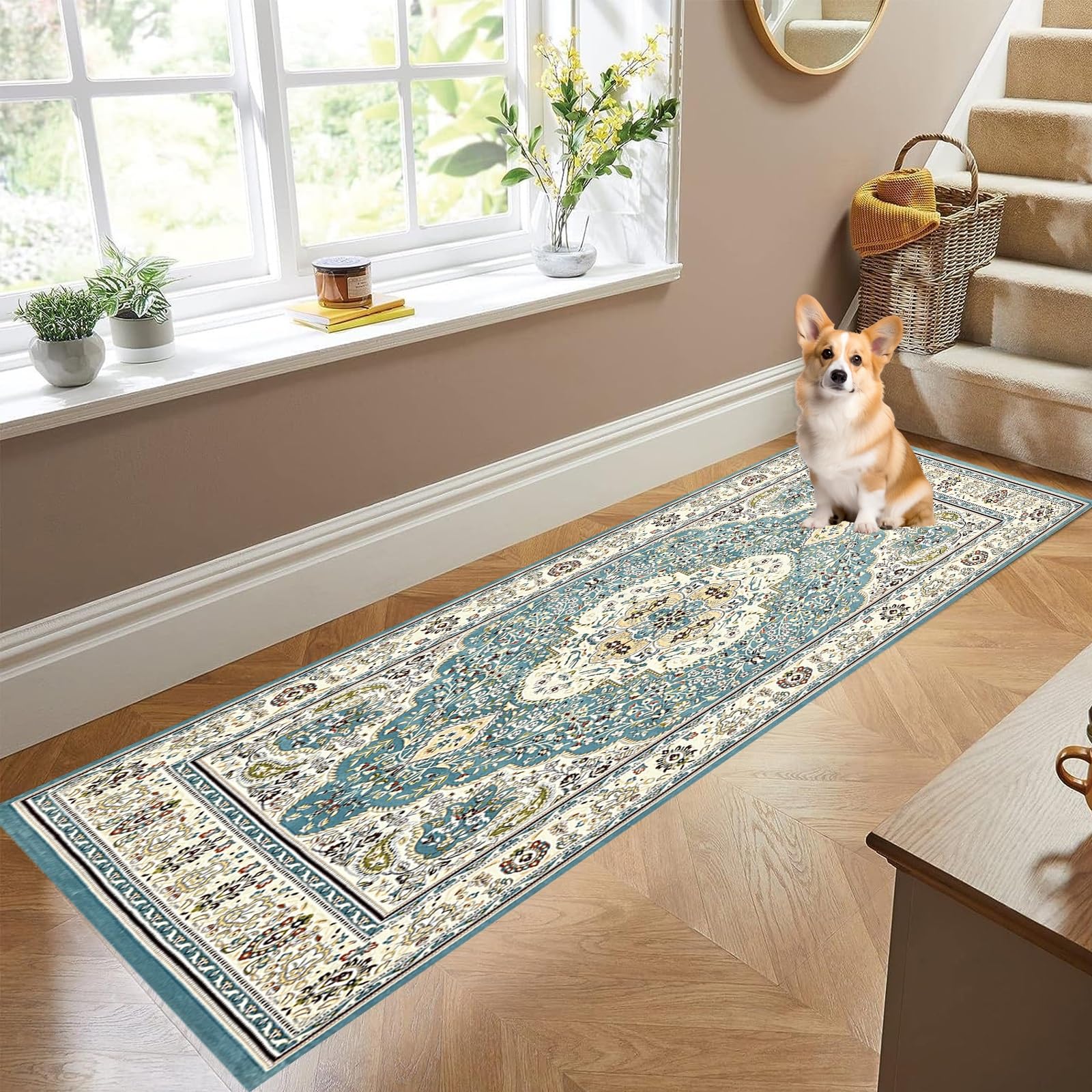 Tapis de cuisine devant évier 50x270 cm grand format lavable pour couloir et long balcon
