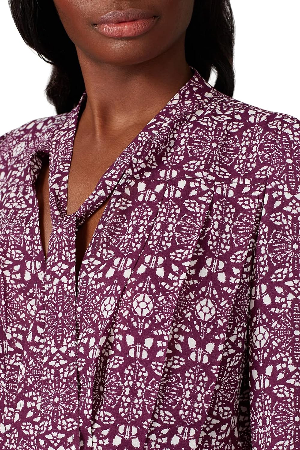 Rent The Runway Pre-Loved Purple Print Tie Neck Blouse - Image 5
