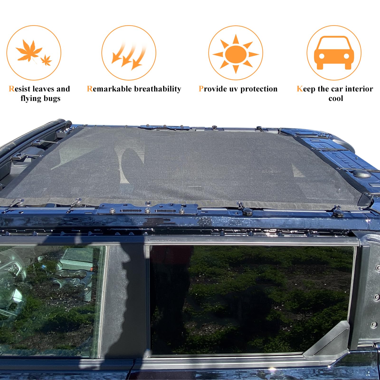 Snapklik.com : Sunshade Mesh For Ford Bronco,Front & Rear Full Length ...
