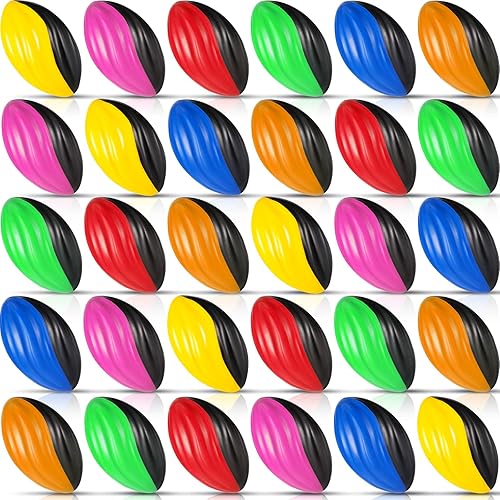 Jerify Paquete de 30 mini pelotas de fútbol a granel de 5 pulgadas de espuma en espiral de juguete pequeño, pelotas de fútbol deportivas suaves para