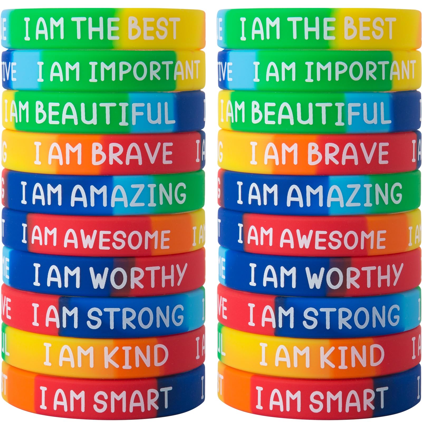 20 Pieces Inspirational Silicone Wristbands Motivational Quotes Rubber Bracelets Back to School Gift Back to School Gift for Students Kids Teachers School Prizes