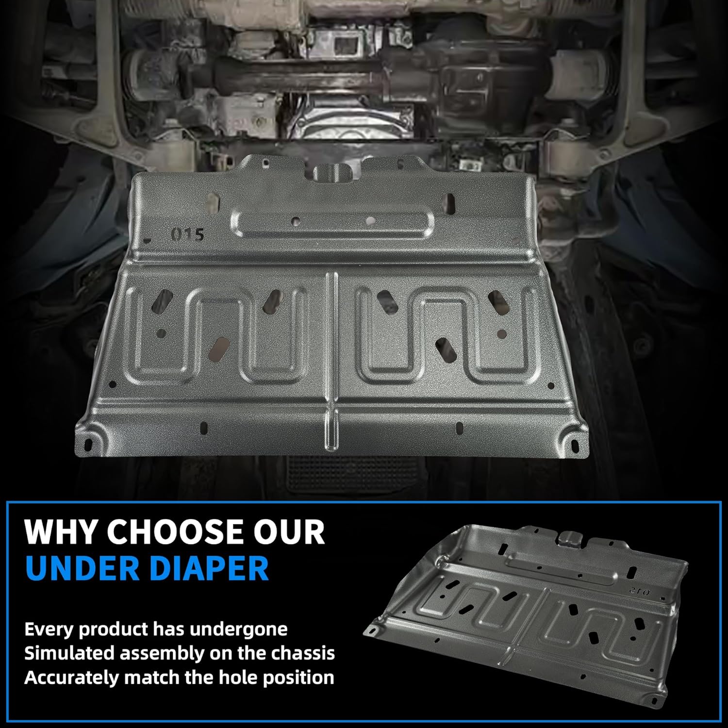 Upgrade Manganese Steel Splash Panel Shield Compatible with 2015-2020 Ford F150 with Gasoline Engine (Underbody Panel Not Fit Raptor Model/3.0L Diesel) Front Under Car Engine Lower Cover ML3Z-7222-D