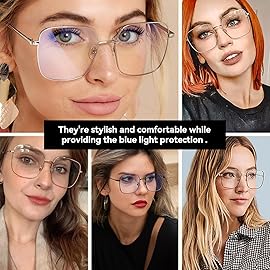 Dollger Blue Light Blocking Glasses women Non prescription Fashion Glasses Retro Metal Square Eyeglasses Frame Silver