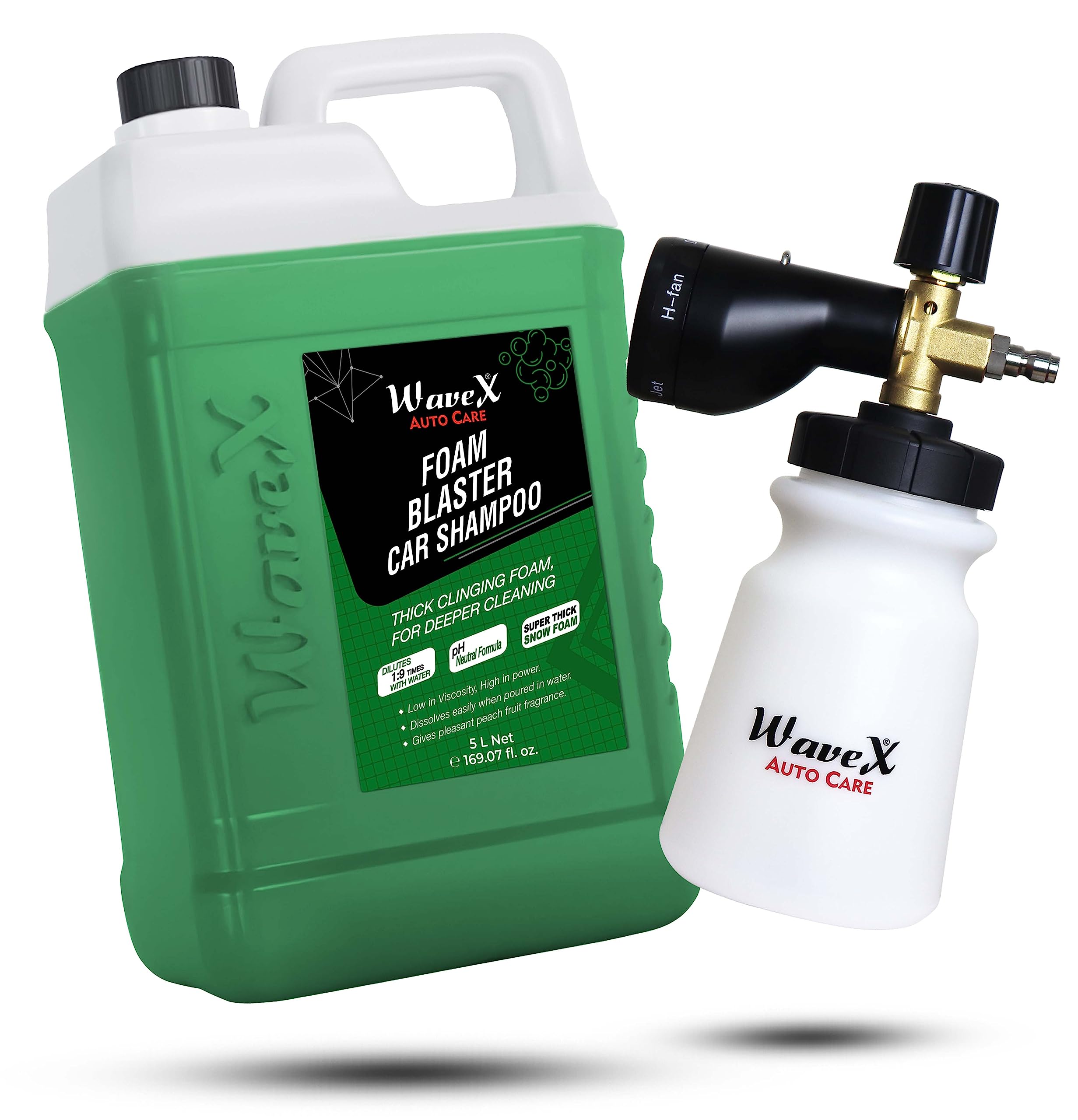 Wavex Car Washer Gun + Car Shampoo | Car Foam Sprayer | Foam Cannon 3.0 + Foam Wash Car Shampoo Concentrate 5Ltr pH Neutral, Extreme Suds Snow White Foam, Highly Effective on Dust and Grime-image-17