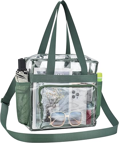 Vista 371 de Oraben Bolsa transparente transparente aprobada para estadios de 12 x 6 x 12 pulgadas, bolsa de estadio para trabajo, juegos deportivos, gimnasio