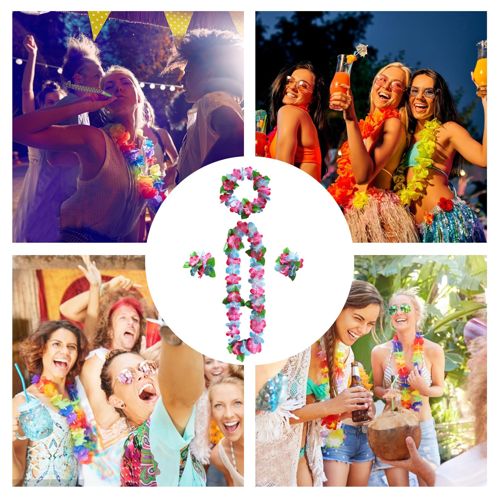 10-teiliges Hawaii Outfit Set Für Damen | Mit Blumenkranz, Armband & Sonnenbrille | Perfekt Für Strandpartys & Karneval