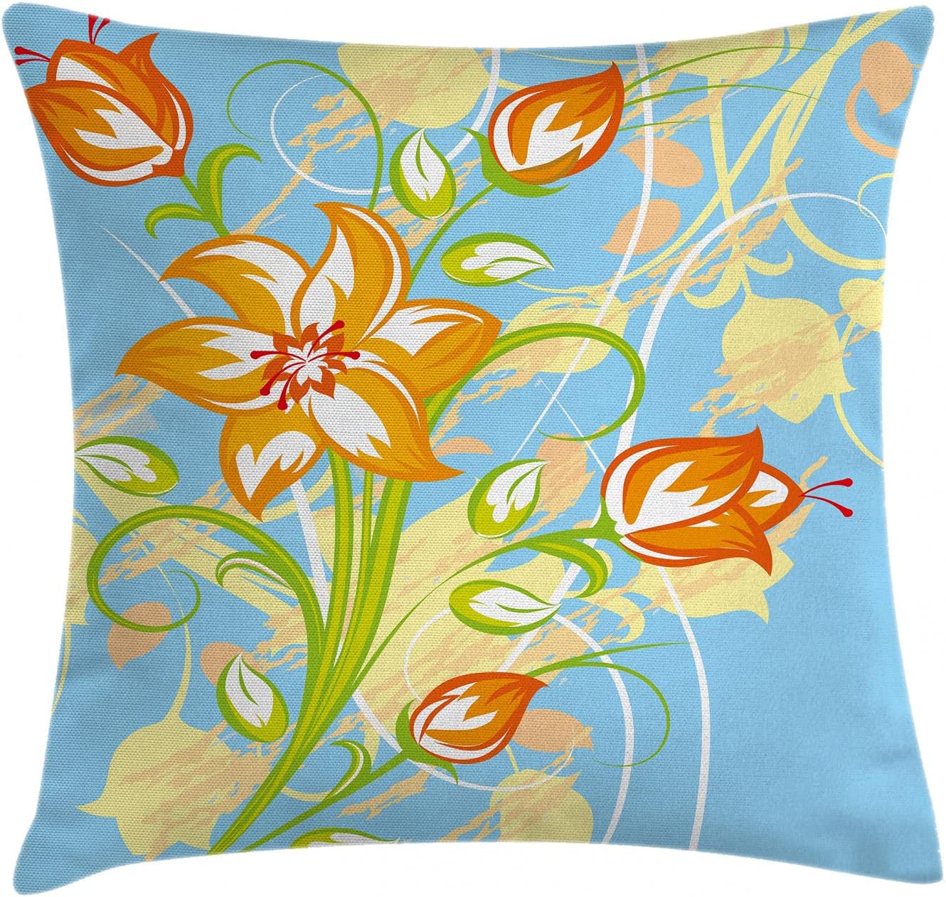 Ambesonne Yellow Throw Pillow Cushion Cover, Picnic Inspired 50s 60s 70s Themed Polka Dot Retro Spotted Pattern Print, Decorative Square Accent Pillow Case, 20" X 20", Yellow White