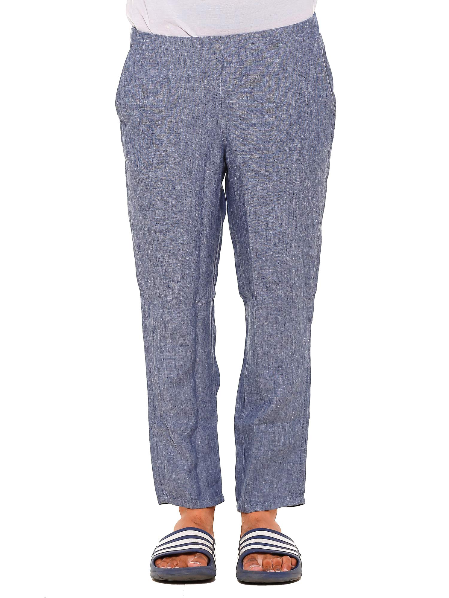 twist Twist99 Men's Linen Chambray Solid Plus Size Pyjama(Grey)-picture-10