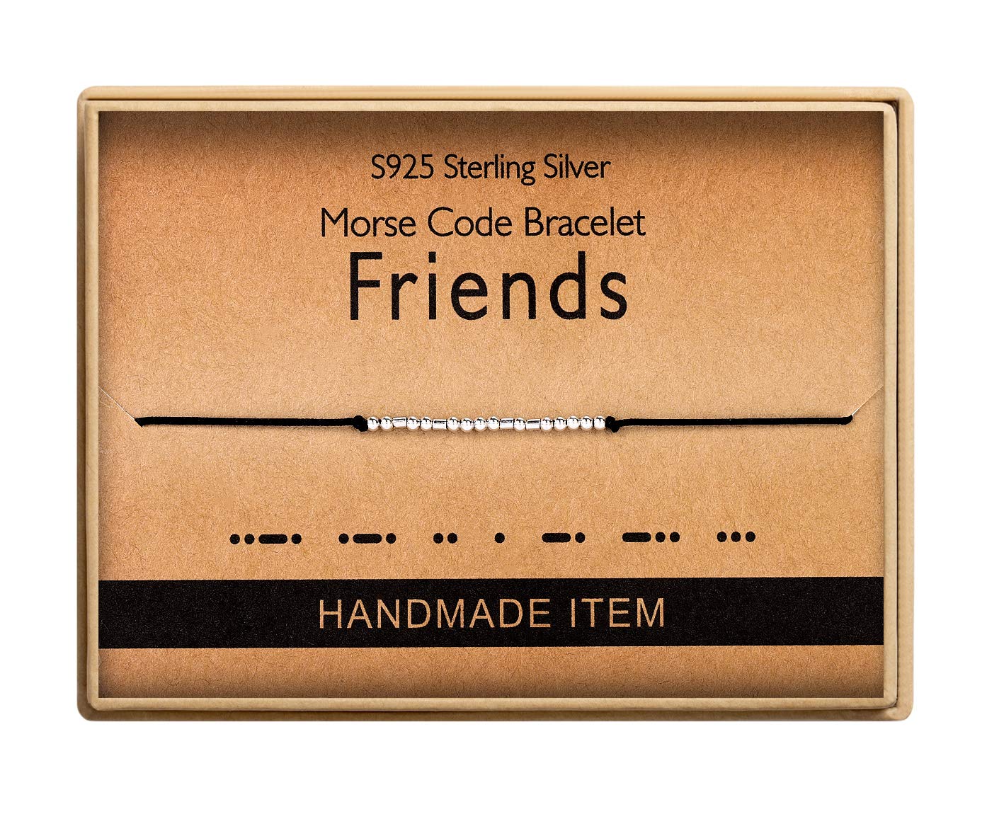 Suyi Bracciale Regolabile Con Codice Morse In Argento, Per Migliore Amica, Scritta 'Best Friend', Con Perline E Cordoncino Cerato