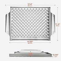 Vista 2 de Onlyfire - Sartén de acero inoxidable antiadherente, bandeja de barbacoa con parte inferior perforada y asas para mariscos, carnes, verduras, ideal