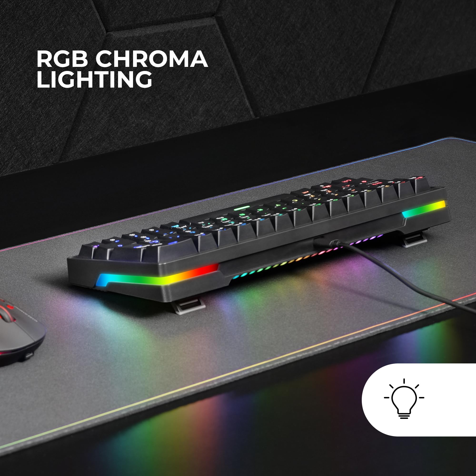 Mars Gaming MKMINIPRO, Español, Teclado Mecánico Compacto 60%, Switches Mecánicos Hot-Swappable, Iluminación RGB Chroma, Teclado Gaming Antighosting, Multiplataforma, Switch Marrón, Negro — view 4