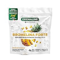 Bromelina Forte Drenante 2500+5000 GDU (120cpr – Fino a 4 mesi) + Protocollo Fast Anticellulite | Bromelina, Centella, Betulla e Vitamina C. Integratore Cellulite Drenaggio e Digestione – Vegano