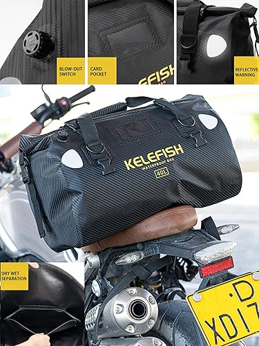 Miniatura 4 de Bolsa de lona impermeable 20L 40L 66L Bolsa seca de viaje para motocicleta con correas de fijación rápida para motociclismo, kayak, rafting,