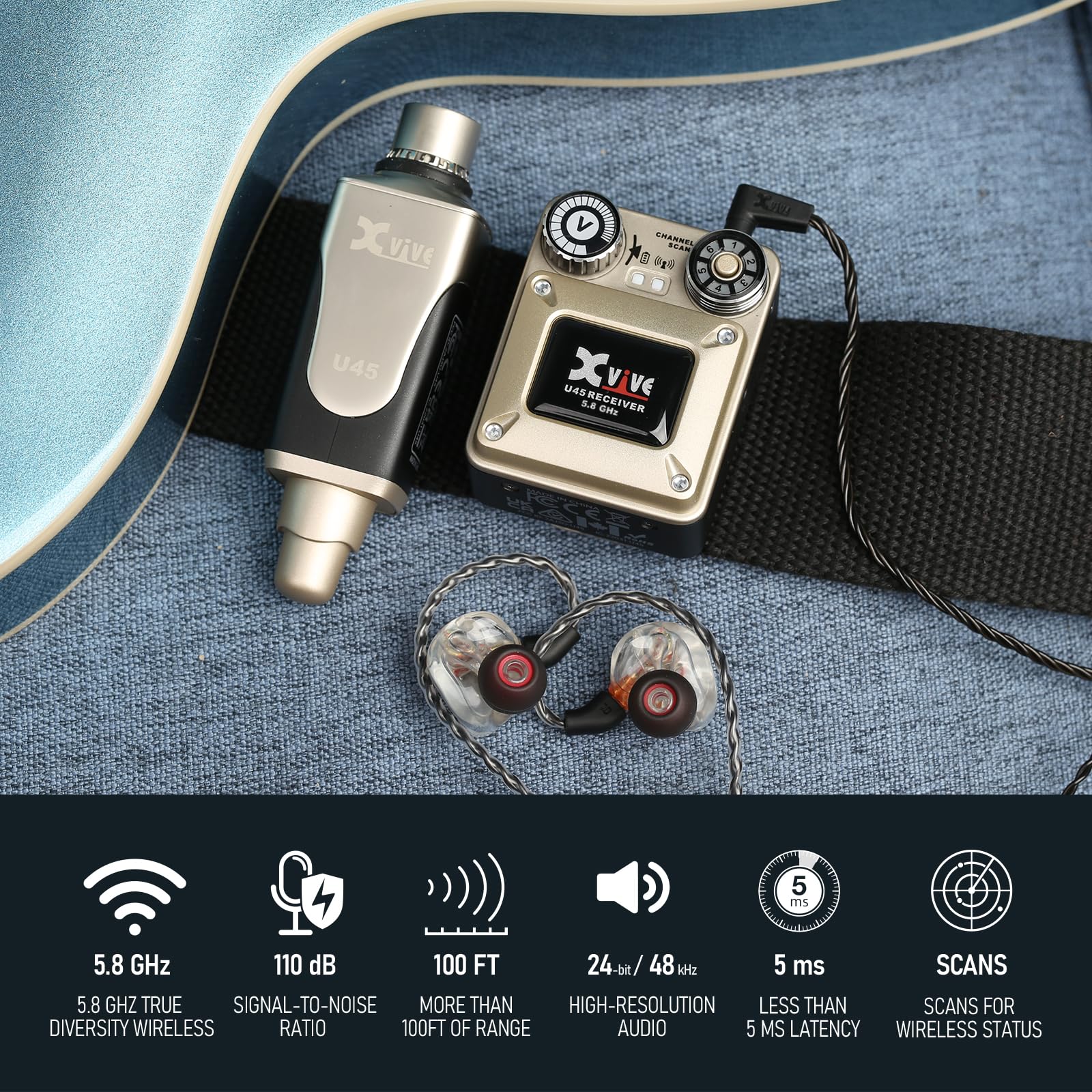 Amazon.com: Xvive U45 Wireless in Ear Monitor System 5.8ghz with