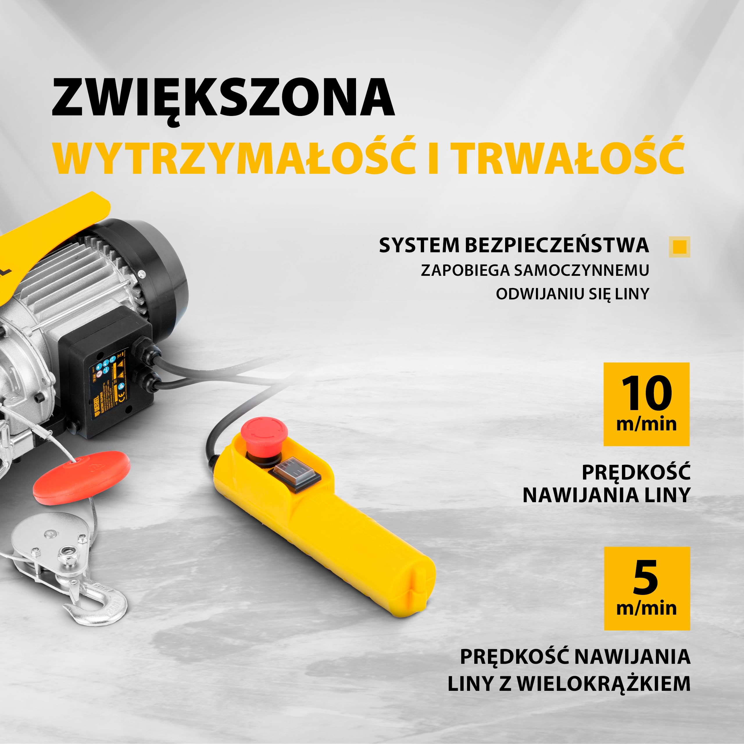 Wciągarka Elektryczna, Wyciągarka Linowa, Budowlana, 125 kg - Denzel