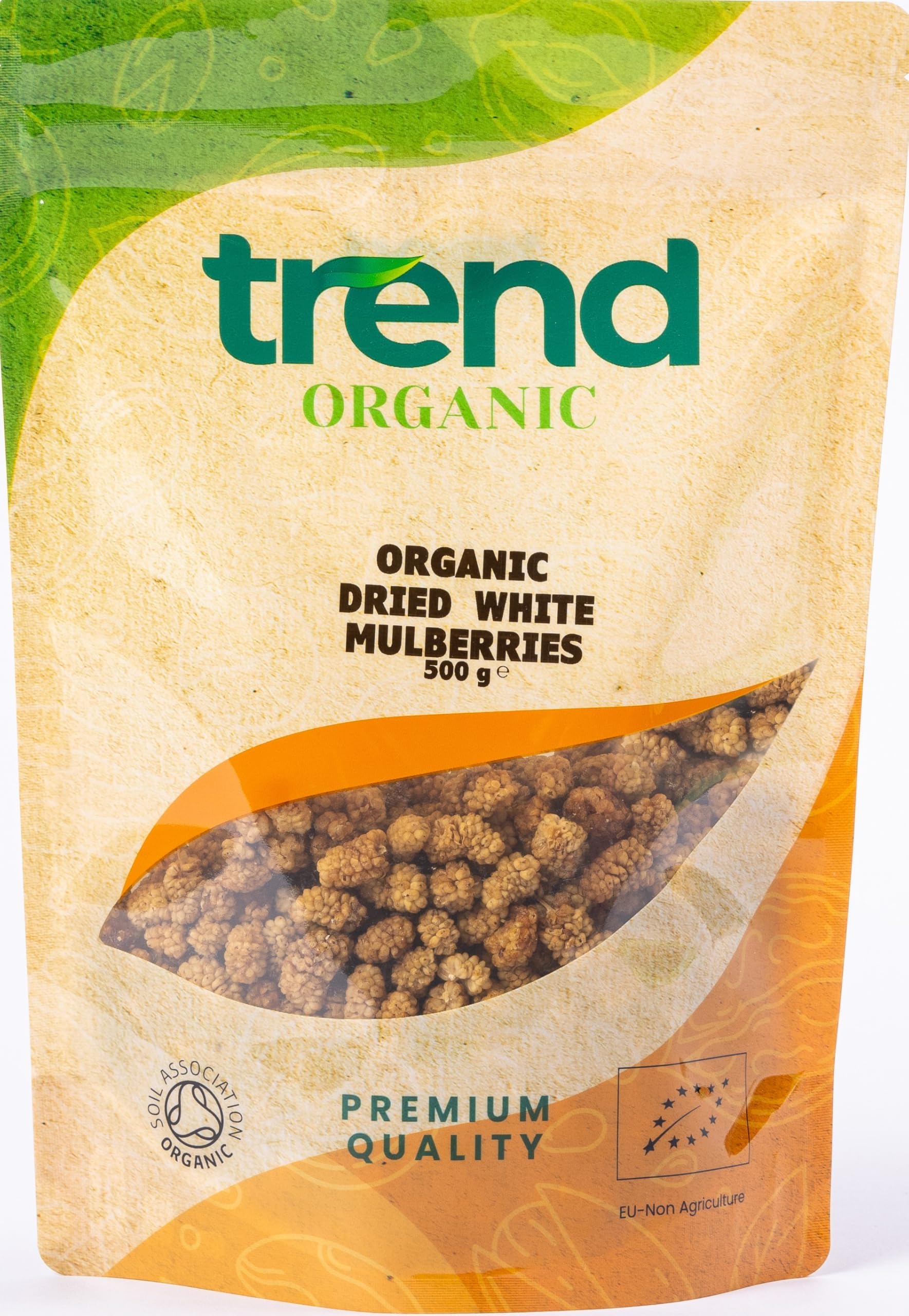 Dried White Mulberries, 500g-High in Fibre, Natural Sugars, and Vital Minerals, Certified Organic, Vegan, GMO-Free, No Additives No Preservatives, Unsulphured, Raw