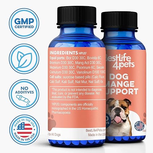 Vista 9 de Dog Mange Support and Natural Dog Itching Relief for Canine Coat Issues & Puppy Mange, Soothes Dry Itchy Scaly Skin, Welts & Scabs - Helps Restore