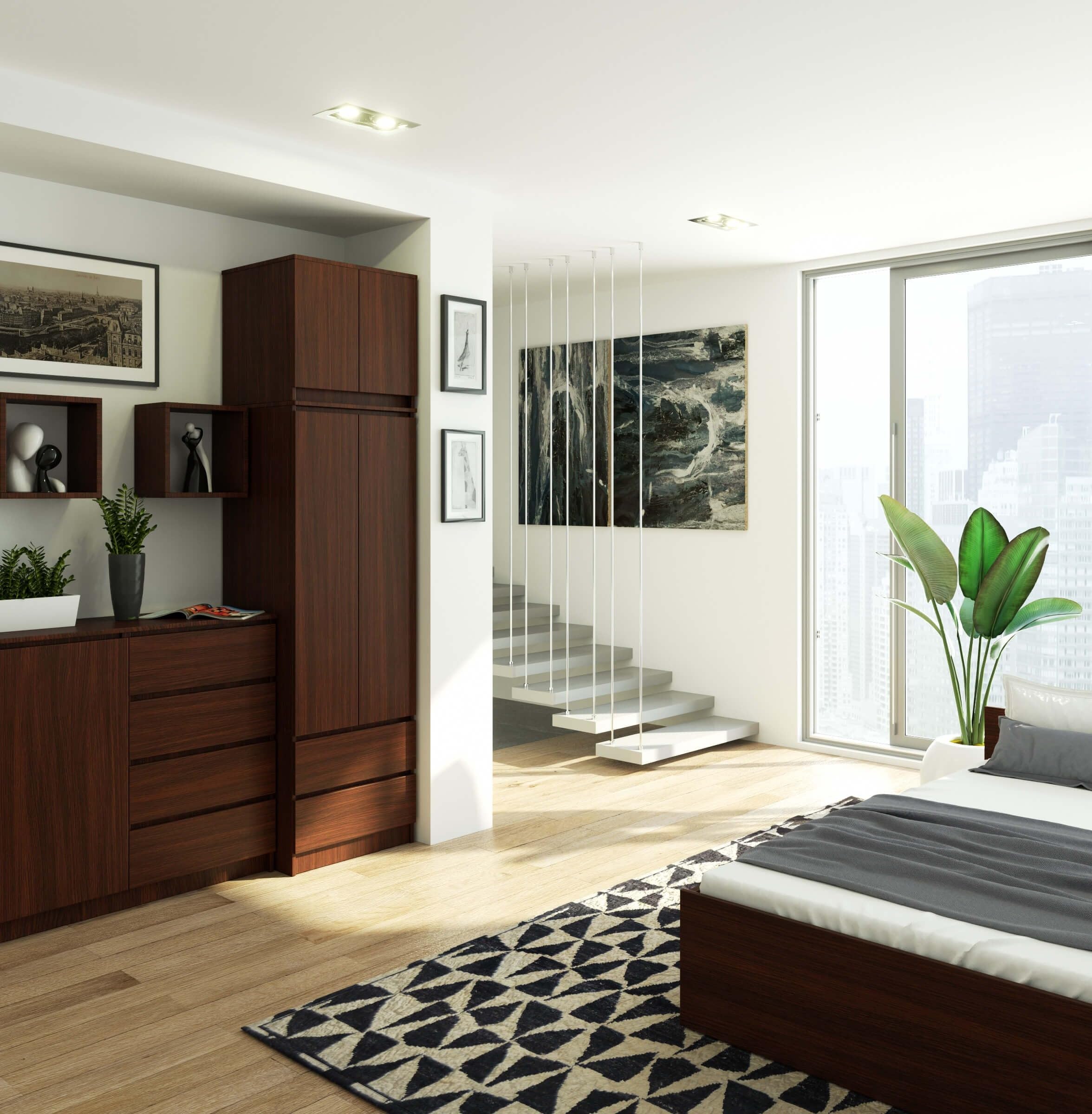 AKORD | Armadio con Estensione | Armadio con Ripiani, e Appendiabiti e Cassetti | 234 cm di Altezza | Mobiletto Cameretta Camera da Letto | Mobili soggiorno | Guardaroba |Wengé