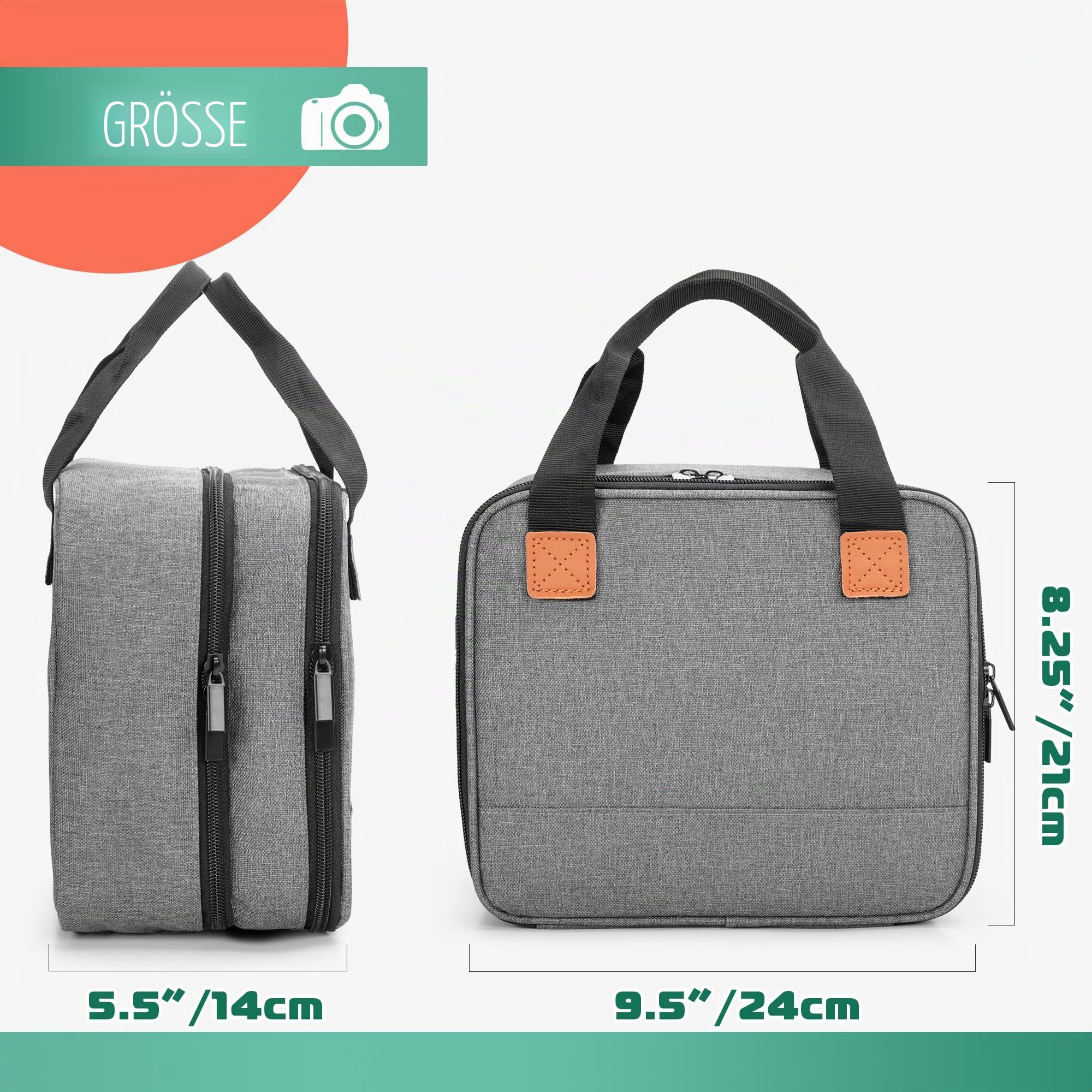 Luxja Fotodrucker Tasche Groß, Foto Drucker Tasche mit Griff, Photodrucker Reisetasche ist mit dem Canon SELPHY CP1500 / CP1300 / CP1200 Kompatibel, Grau