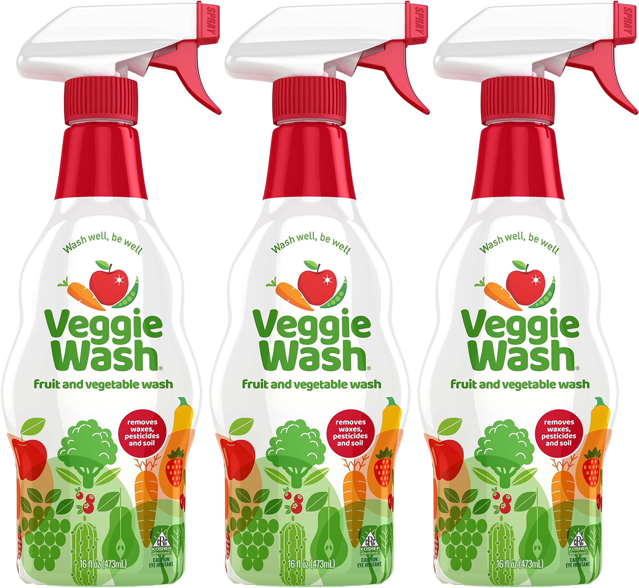 Veggie Wash Fruit and Vegetable Wash, Produce Wash and Cleaner, 16-Fluid Ounce, Pack of 3