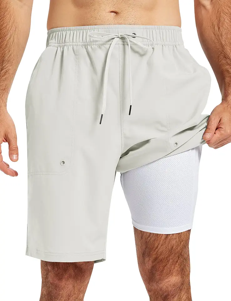 AIRIKE Mens Swim Trunks with Compression Liner 9"/11" Quick Dry Bathing Suits Beach Board Casual Shorts with Zipper Pockets