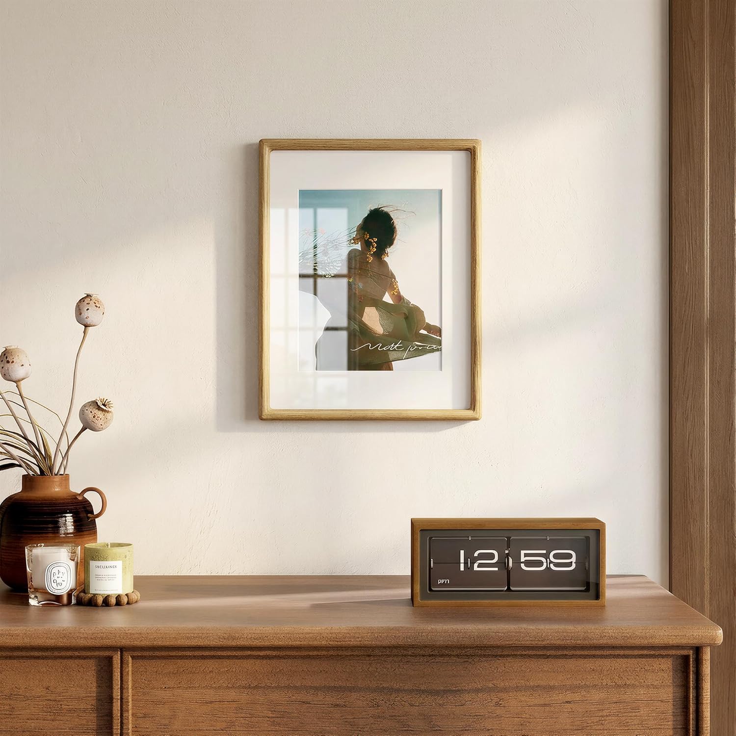 11x14 Picture Frame, USA-Sourced Oak Wood Picture Frame, 11 x 14 Photo Frame with High Tempered Glass, 11 by 14 Wooden Frame Matted to 8x10 Photo Wall Mounted, Oak Color, 1 Pack