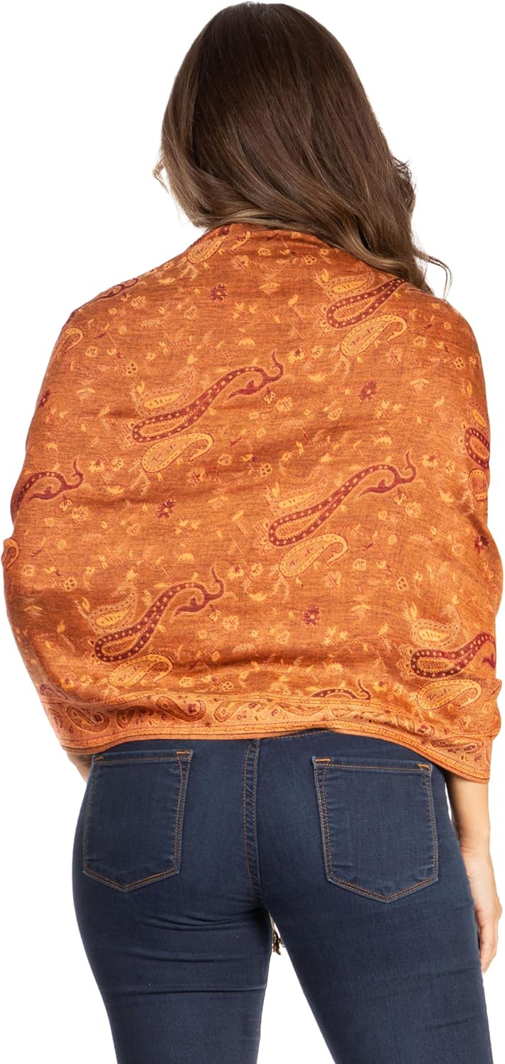 Sakkas Soft Silky Double Layer Jacquard Paisley Pashmina Shawl/Wrap/Scarf - Image 2