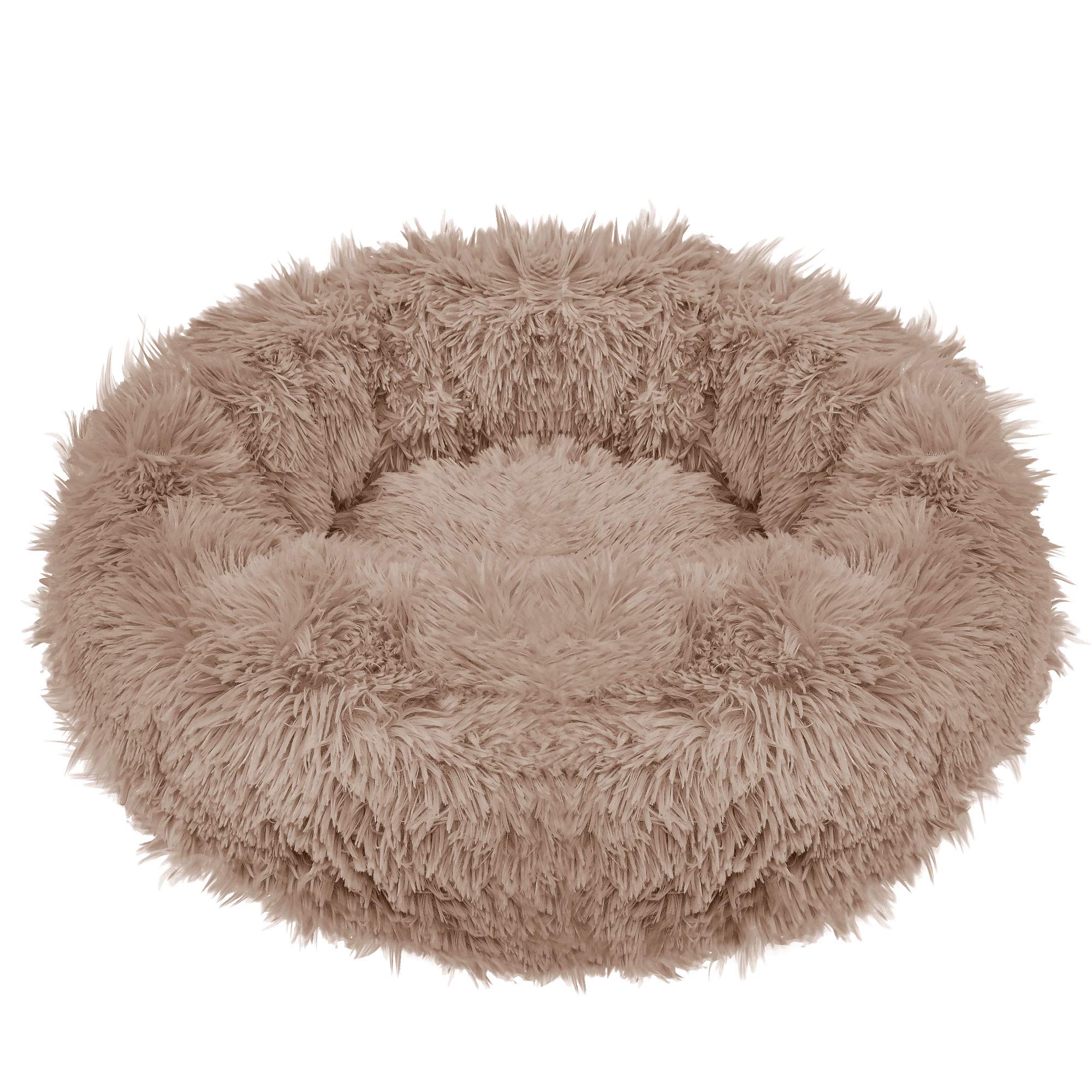 SPRINGOS Cama para Perros ｜ Lugar de Descanso ｜ Redondo Hair Pelo Largo ｜ Lugar para Dormir ｜ Cómodo ｜ Mimoso ｜ Parte Inferior Antideslizante (80 cm, marrón Claro)