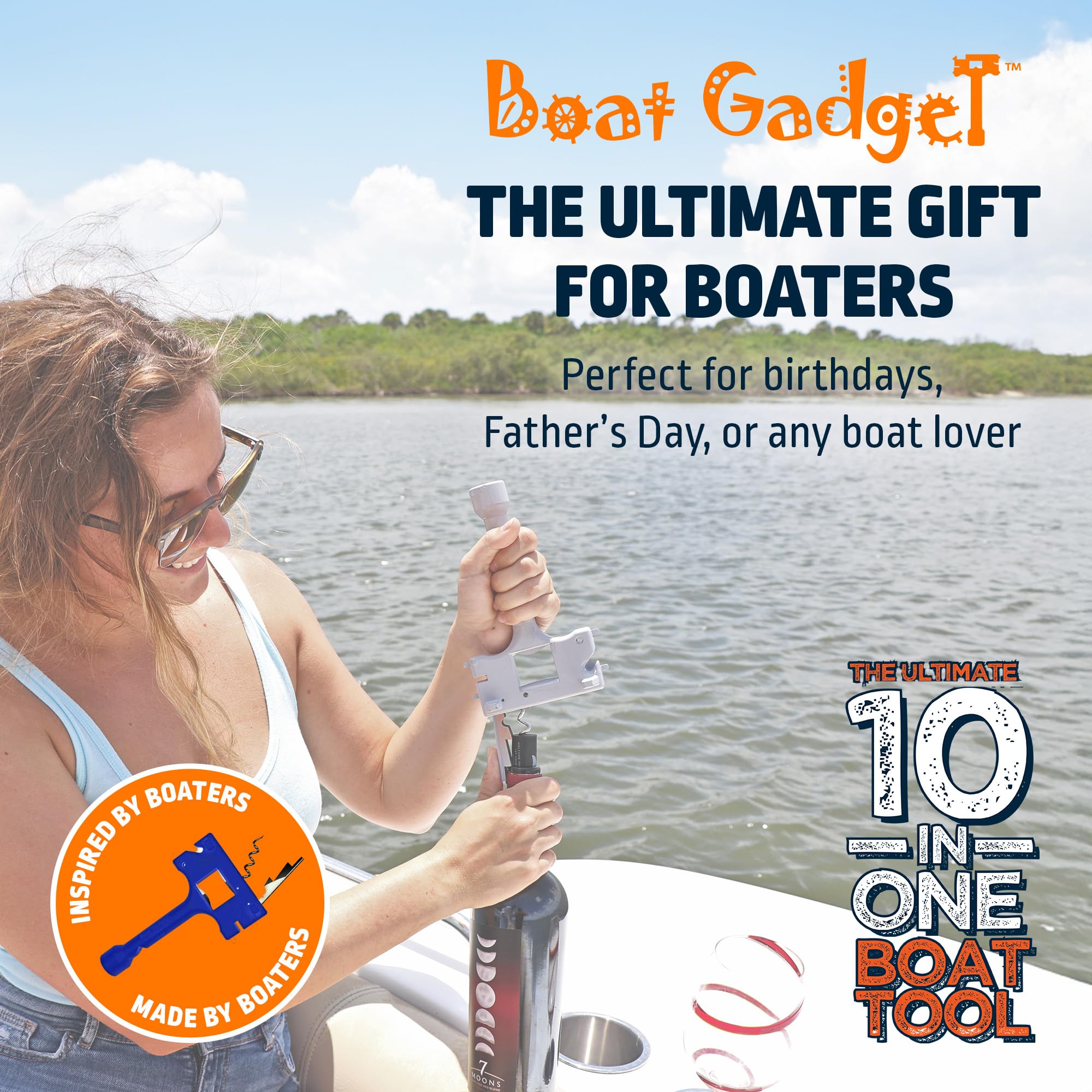 Boat Gadget To narzędzie do łodzi 10 w 1 zawiera otwieracz do butelek piwa i wina, gwizdek bezpieczeństwa, przecinak do żyłki wędkarskiej, klucz do korka gazu morskiego i inne niezbędne narzędzia dla