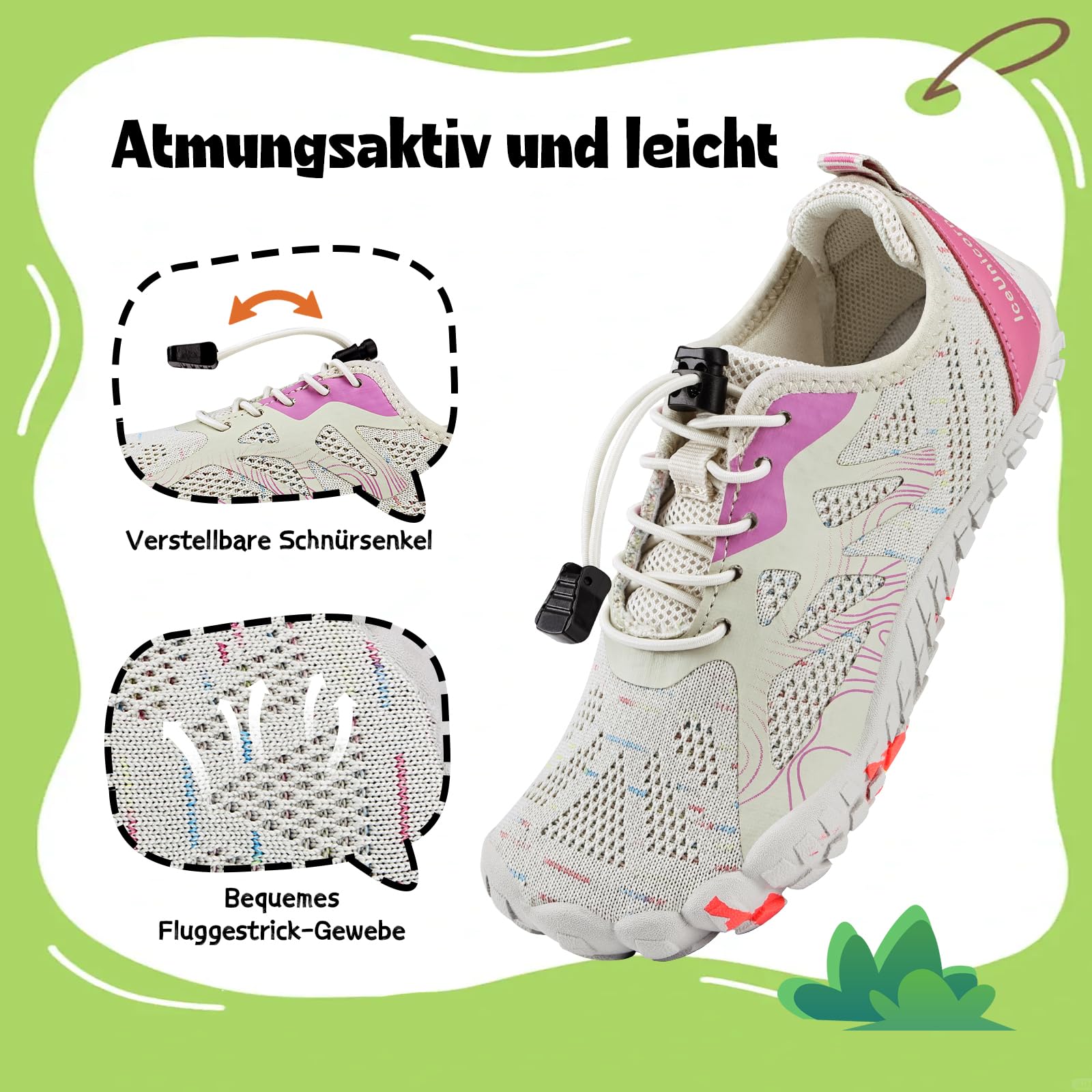 IceUnicorn Niños Barefoot Zapatillas Outdoor Trail Running Zapatillas Playa Niño Niña de Agua Escarpines Antideslizante