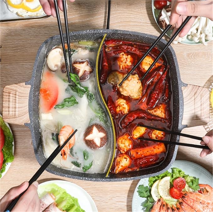 Olla para Hot Pot con Divisor, 28 cm, Negra, para Cocina de Inducción miniatura 4