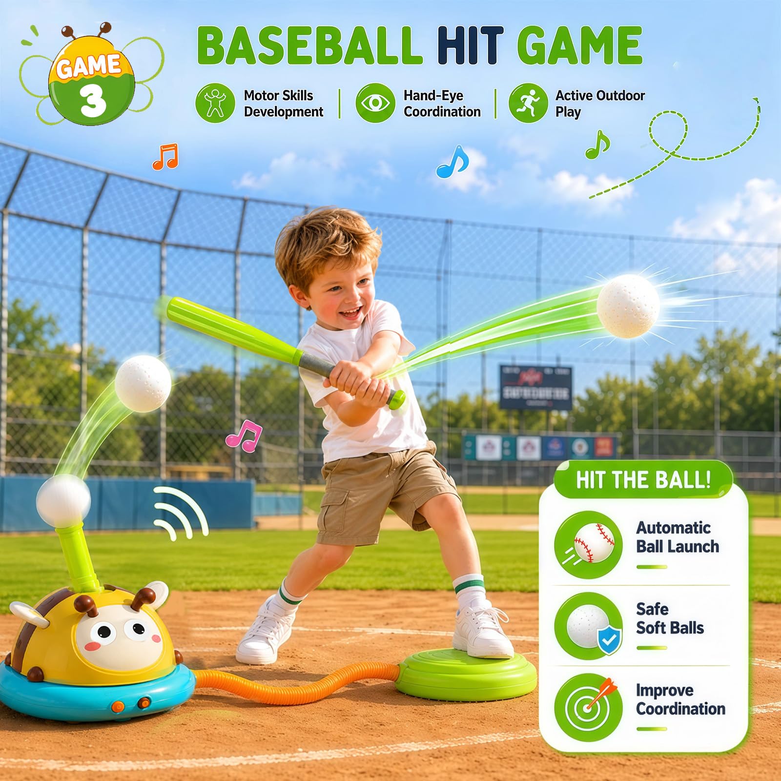 4 en 1 Jeux Exterieur Enfant Ouet Fusée, Corde À Sauter, Lancer D’Anneaux, Base-Ball, Jouet Exterieur Enfant avec Télécommande Jeux Extérieurs Enfants Cadeaux Garçons Filles 3 4 5 6 7 8 9 10 Ans