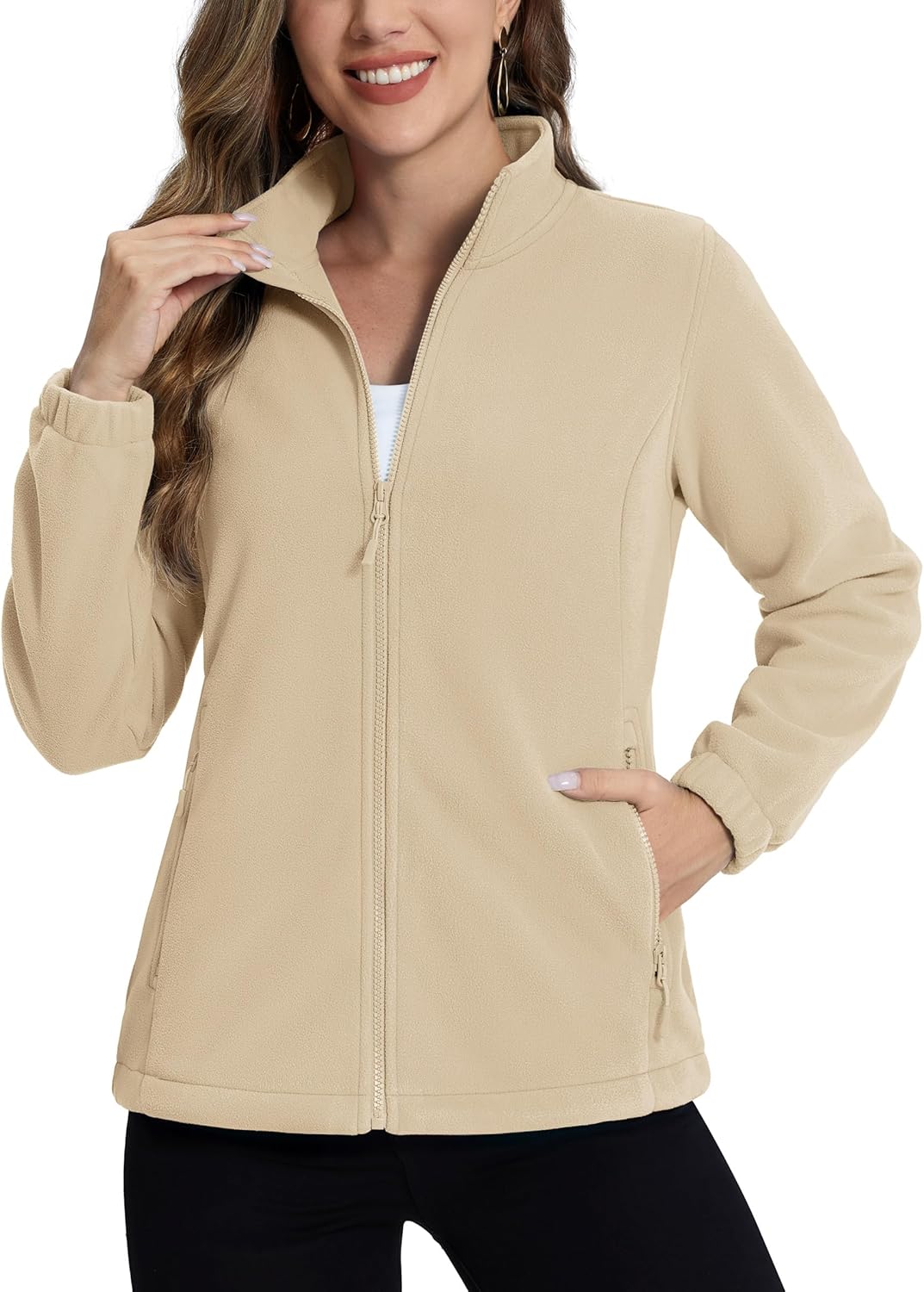 TACVASEN Women’s Soft Fleece Jacket Lightweight Full Zip Sweatshirts Coat Casual Winter Warm Sweaters with Pockets
