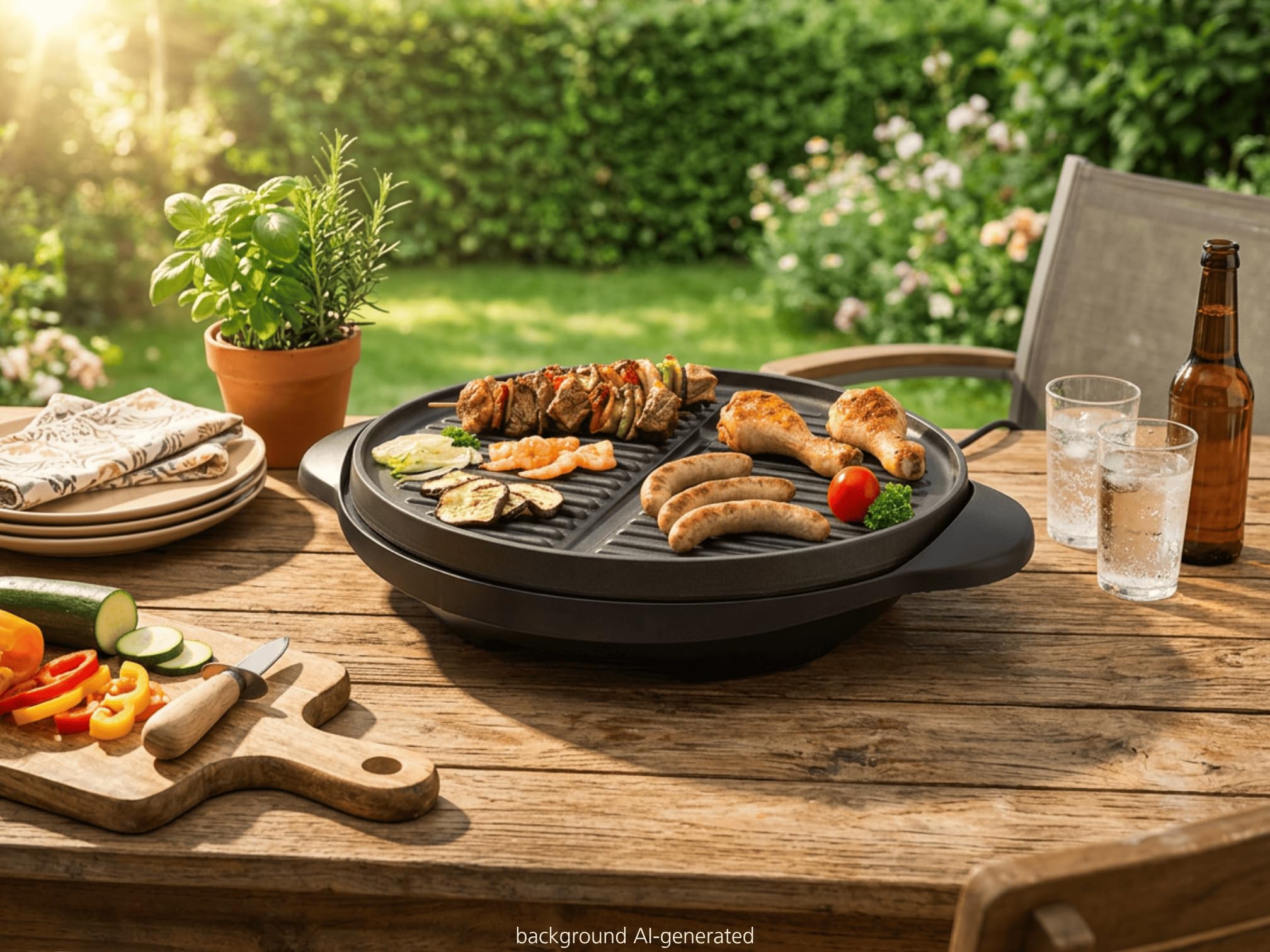Steba VG 250, Negro, Gris, 1800 W, 5000 g, 1000 x 550 x 430 mm - Parrilla | Tapa, baja grasa, regulación de temperatura continua, fácil limpieza
