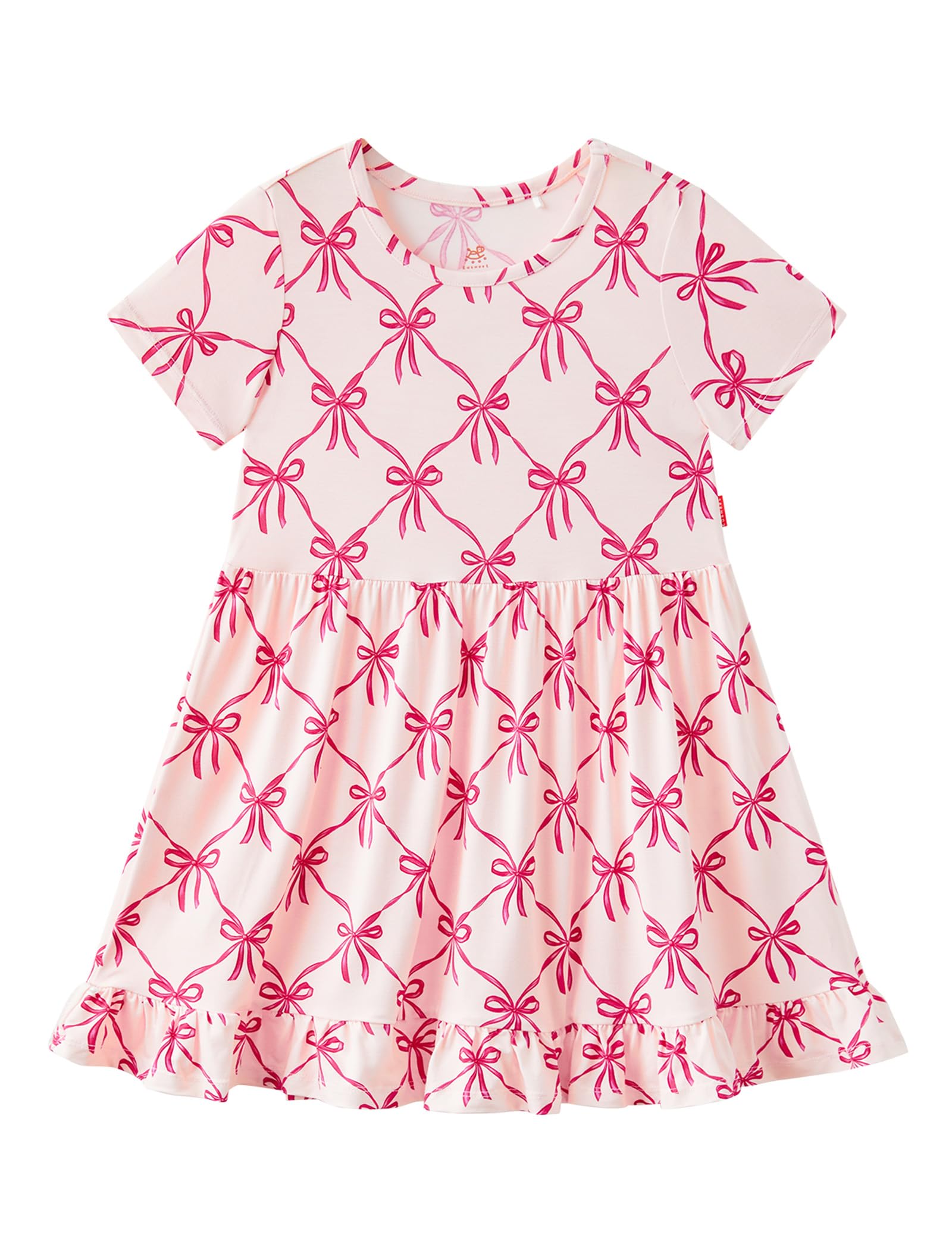 EASWEET Toddler Girls Short Sleeve Summer Dress Buttery Soft Bamboo Viscose Twirl Dress