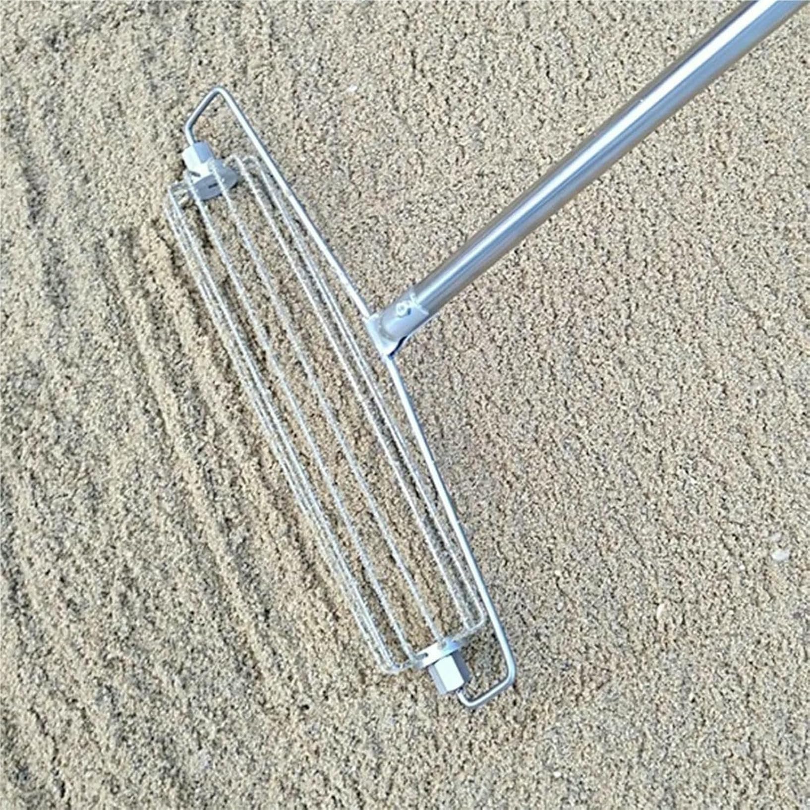 Rastrillo para búnker de golf, rastrillo de arena de acero inoxidable para campo, jardín, playa, césped paisajístico, duradero y fácil de usar