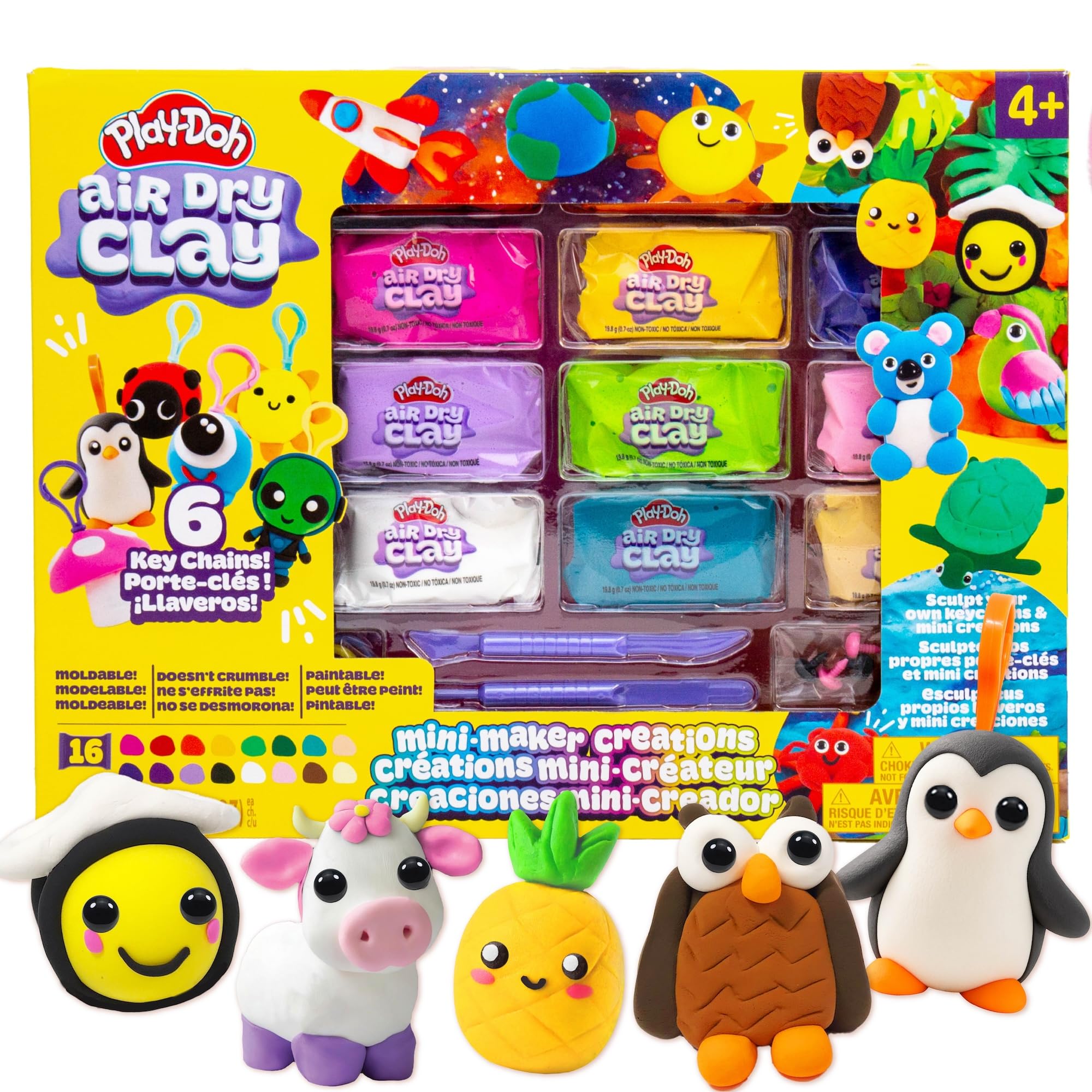 Play-Doh créateur d'argile séchée à l'air cadeau anniversaire enfant 6 porte-clés
