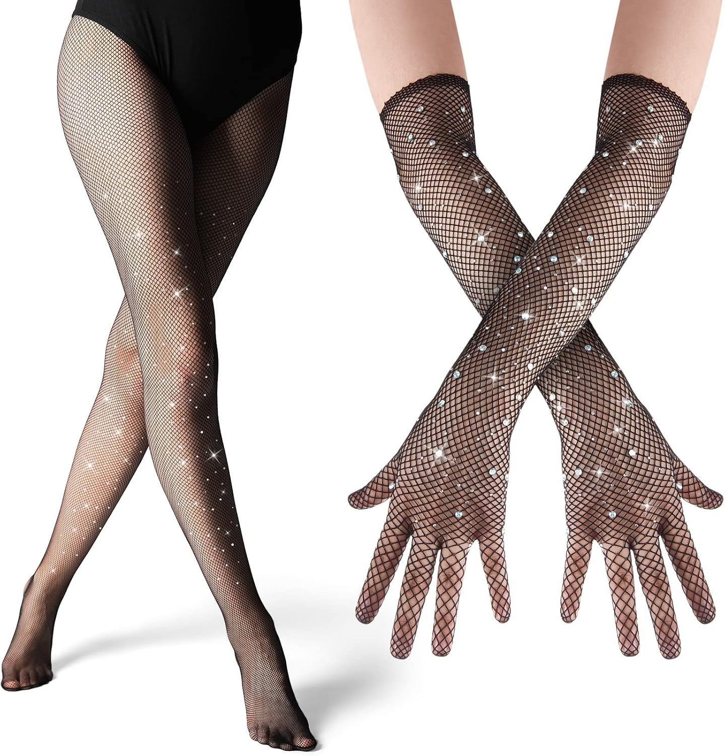 SATINIOR Diamond Rhinestone Tights Glitter Fish Net Tights