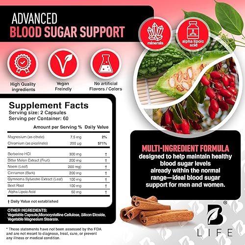 Miniatura 5 de Complejo de berberina+suplemento  120 cápsulas  suministro para 60 días  con berberina HCl, extracto de melón amargo, neem y más  Fórmula de