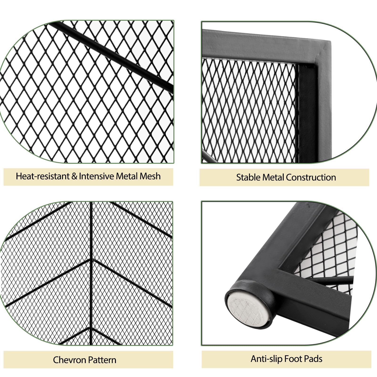 LIFEZEAL Pantalla Plegable para Chimenea, Pantalla para Chimenea de 3 Piezas 132 x 79cm, Cubierta antichispas para chimeneas Abiertas, Paneles para Chimenea de Hierro Forjado Macizo (Estilo 2)