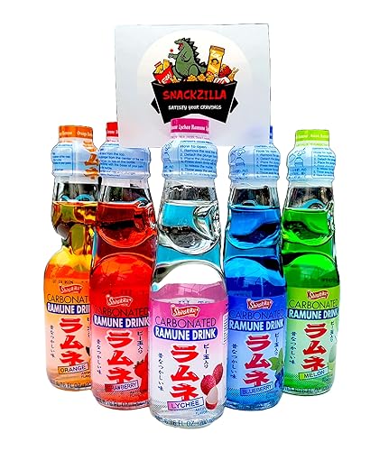 Snackzilla Paquete variado de soda japonesa Ramune  Bebidas japonesas carbonatadas  Bebida gaseosa de Ramune de Japón  Sabores múltiples Shirakiku disponible en Yaxa Peru