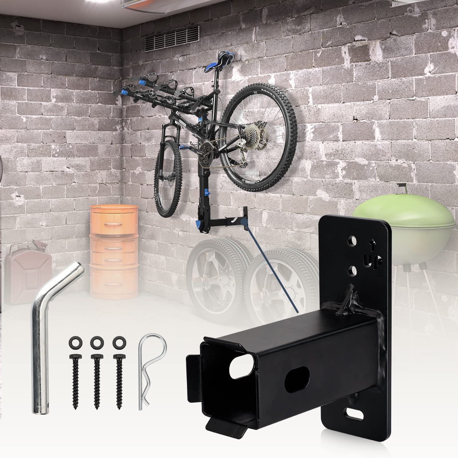 Adaptador de montaje en pared de 2 pulgadas, Colgador Bici Pared, Soporte de Pared para Bicicleta y Carga, Receptor de Enganche de Remolque Resistente