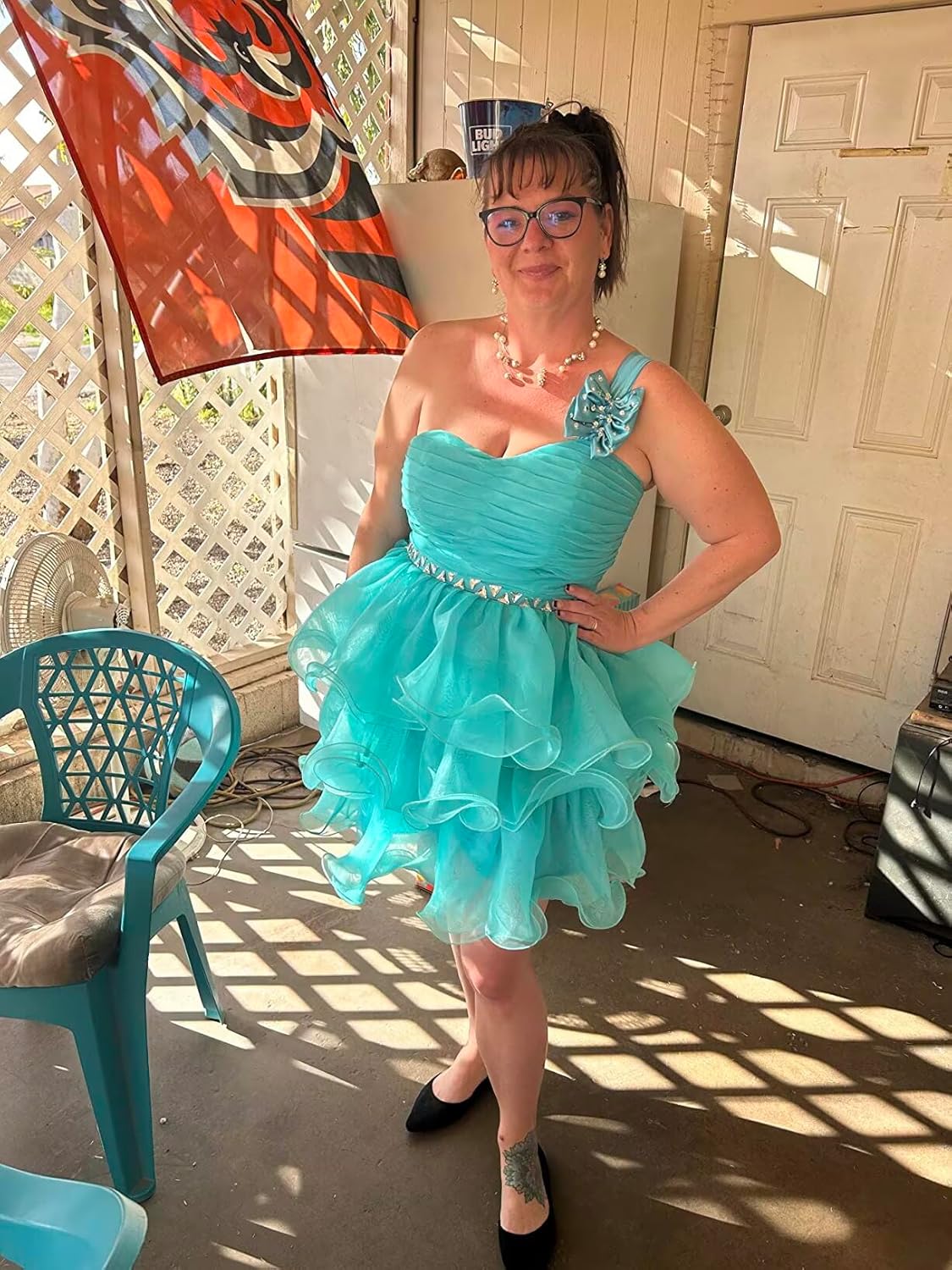 Beaded Homecoming Dresses 2026 Teen Short Prom Dress Pageant Tiered Short Formal Evening Ball Gown Puffy with Bow - Image 6