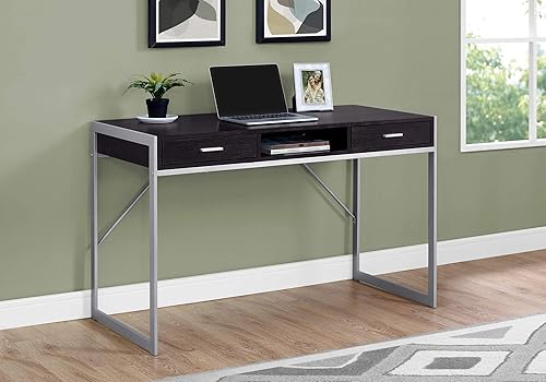 Miniatura 8 de Monarch Specialties Mesa contemporánea para laptop con cajones y estante para el hogar y la oficina, patas de metal, 48 pulgadas de largo, color