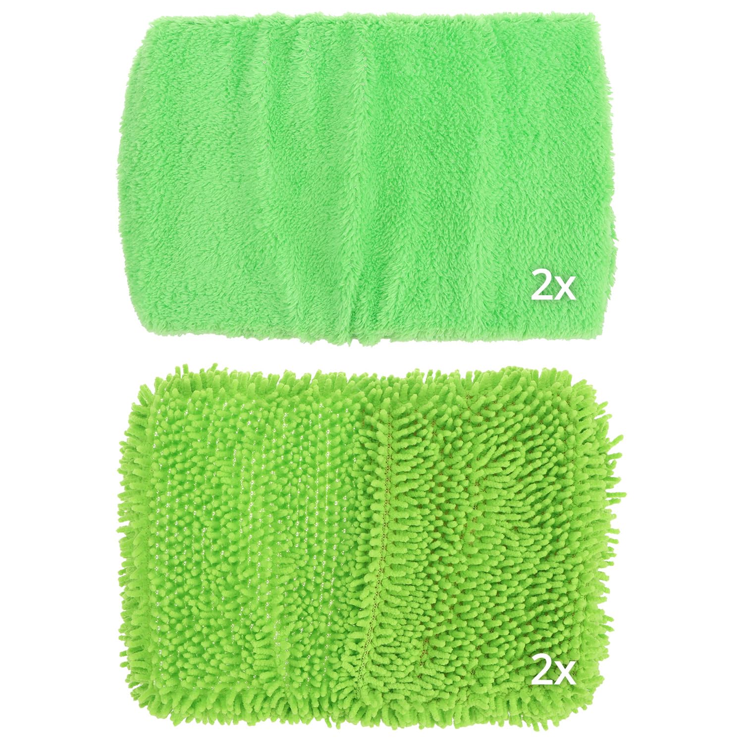 QWORK 4 sztuki podkładek z mikrofibry wielokrotnego użytku kompatybilne z mopem Swiffer - 2 x koralowy i 2 x szenilowy, zmywalne ściereczki podłogowe do twardych podłóg.