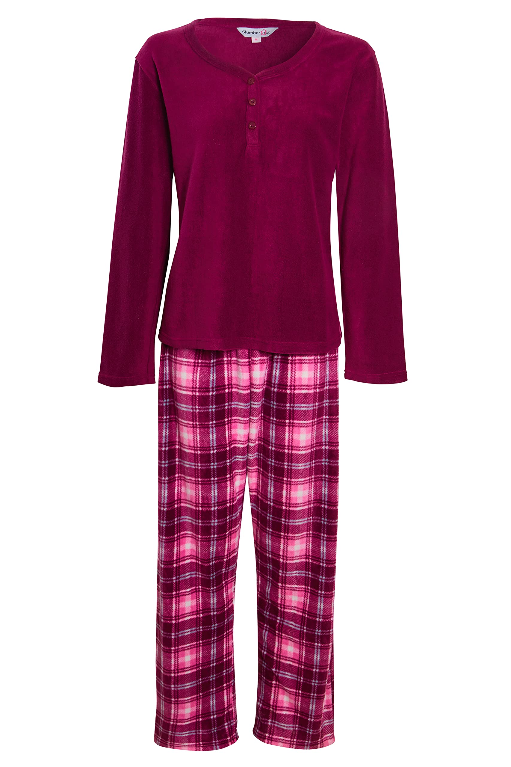 Slumber Hut Womens Microfleece Pyjamas Grandad Buttoned Or Crew