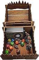 Vista 8 de Mimic - Cofre para torre de mazmorras y dragones con bandeja de madera grabada con láser Cthulhu, rodillo de dados portátil y plegable, perfecto