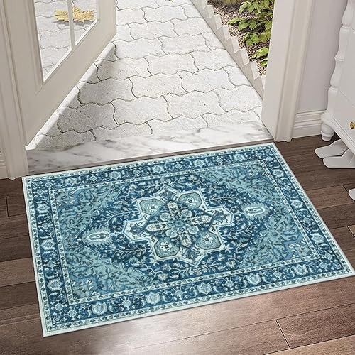 Miniatura 61 de Collive Tapete lavable para interiores, tapete retro antideslizante de 20 x 32 pulgadas, alfombra de entrada de absorción rápida, tapete de entrada