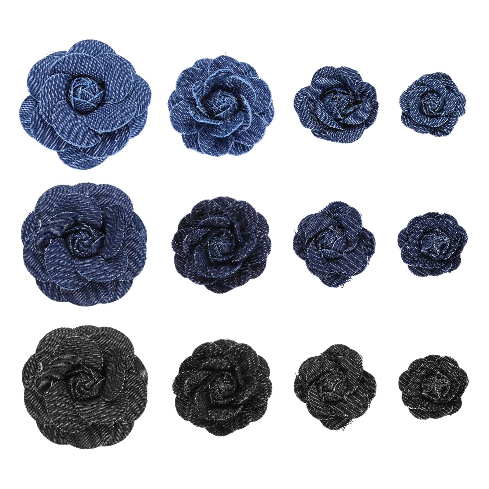 Patchs floraux en tissu denim lot de 12 pièces robustes en 4 tailles assorties